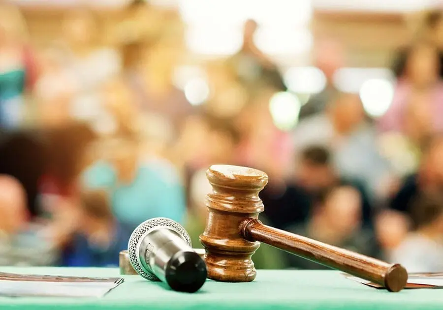 Auction gavel and microphone